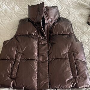Anthropologie Shiny Bronze Puffer Vest size Small